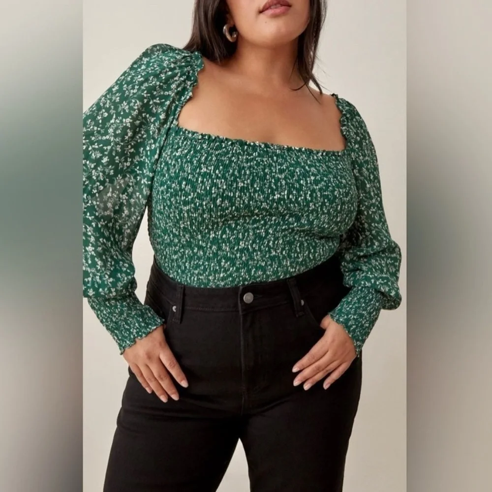 REFORMATION  Pinto Smocked Top 2X